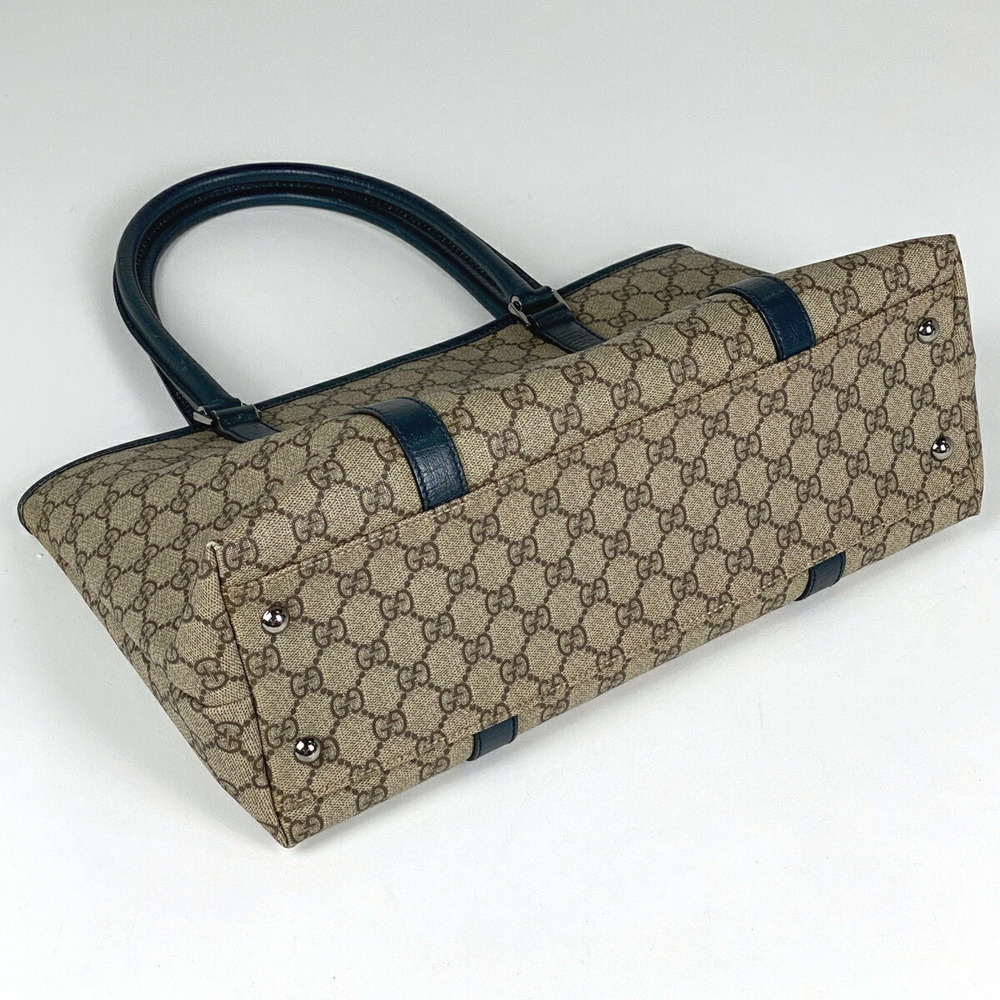 Gucci GG tote bag handbag One Shoulder Hobo canvas beige Navy Blue - Picture 2 of 7